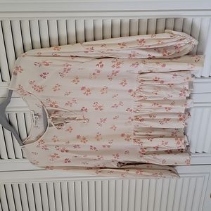 AEO peplum babydoll swing boho tie-neck floral top